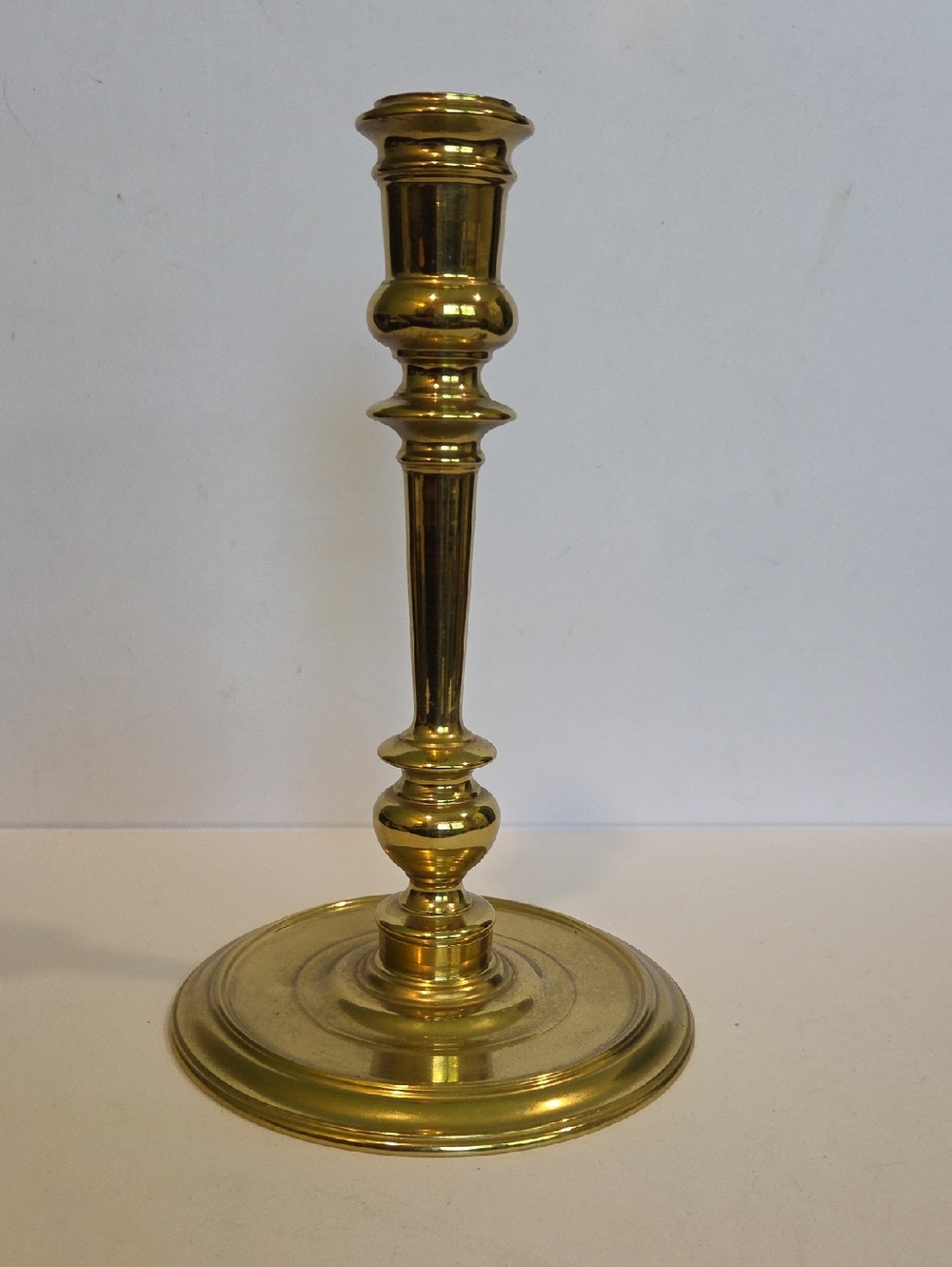 Brass Taper Candle Holder - Weighted Bottom Marked. 8" Tall
